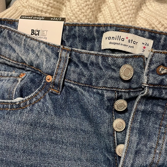 Relaxed Straight Fit Distressed Blue Jeans - Picture 3 of 6